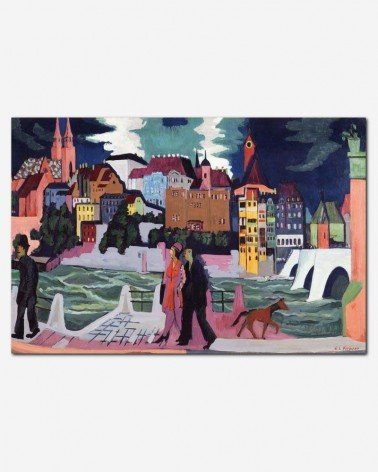 Vista de Basel e Rhine - Ernst Kirchner